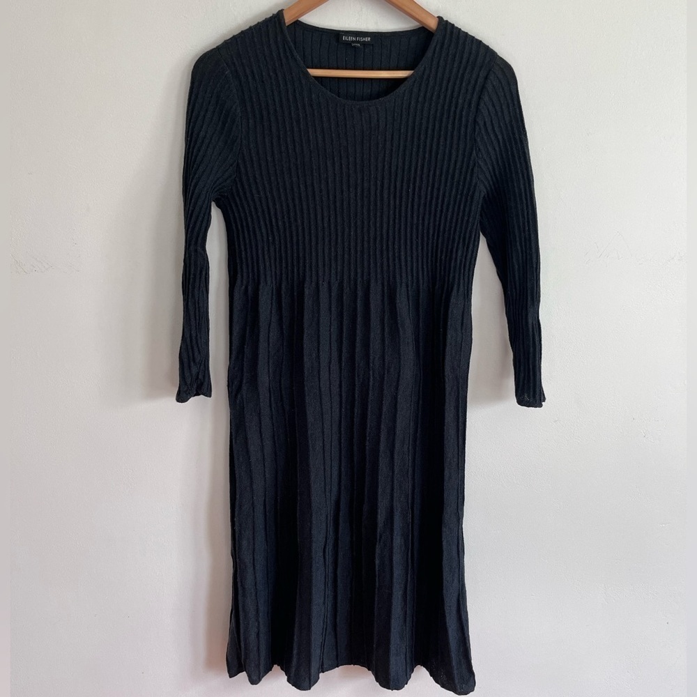 Eileen Fisher Wool Long Sleeve Knit Dress